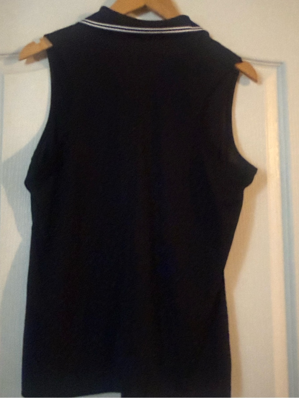 Nike Black Sleeveless Dri-FIT Polo Tank with White Trim - Picture 4 of 4